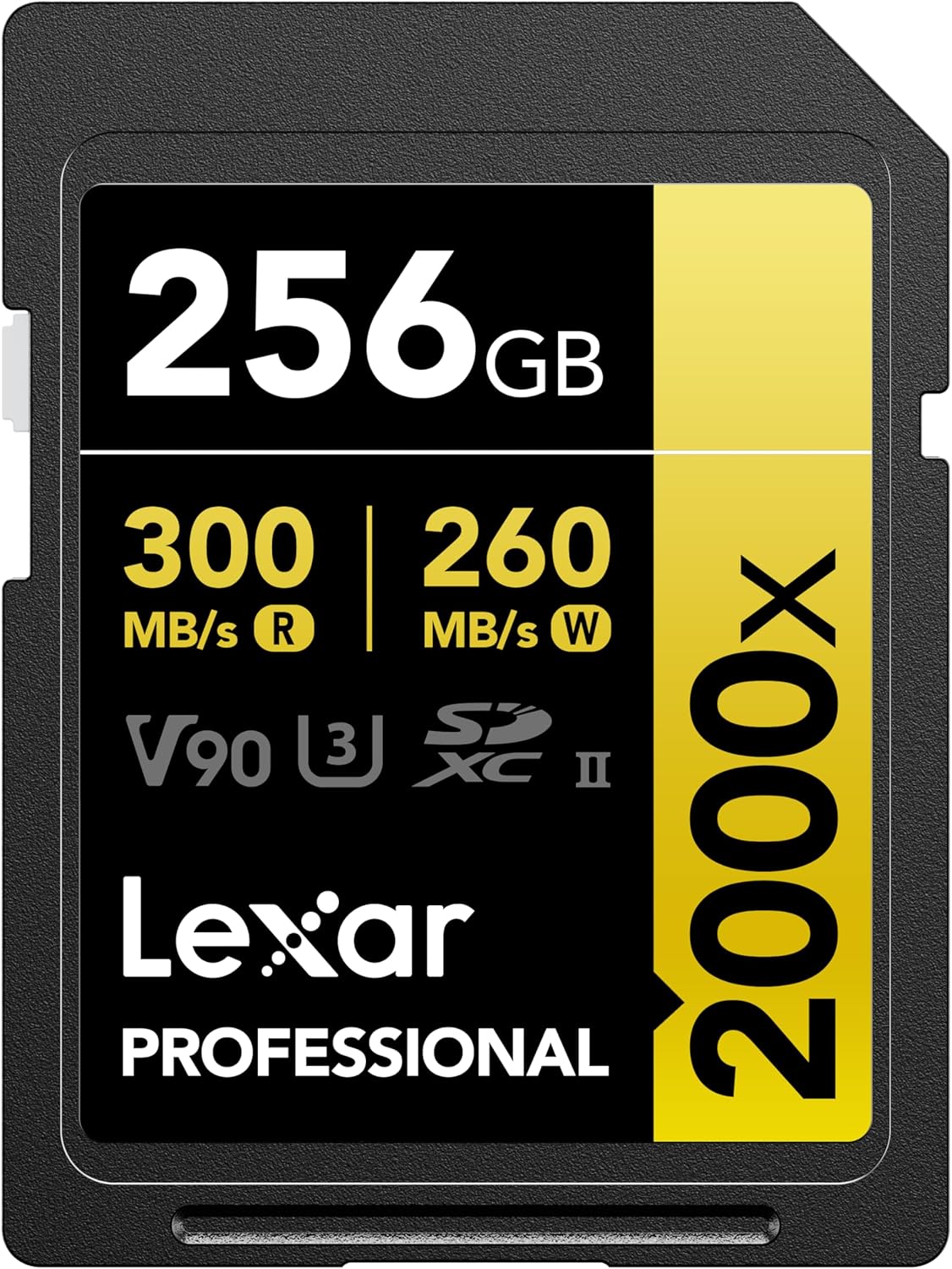 کارتی بیرگەی SD 2000x SD لێکسار 256GB، 300MB/s Read، 8K، V90، U3، UHS-II